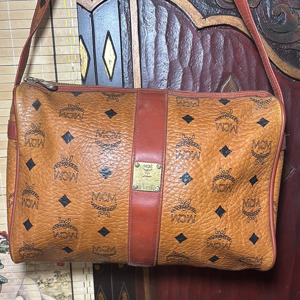 MCM for Rehab Messenger Shoulder Bag Iconic Monogram Patricia 10.5”Lx7”Hx3”W